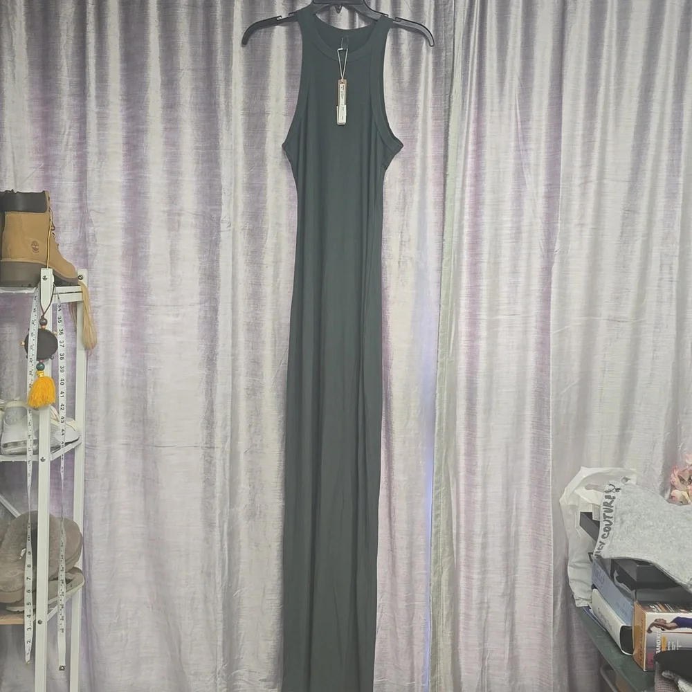 SKIMS NWTSoft Lounge High Neck Maxi - Deep Sea Size L - Picture 3 of 4